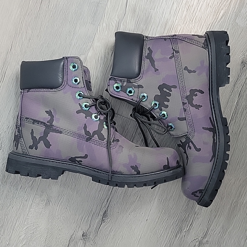 A25E3 Timberland Purple Camo Women's Boots - Picture 10 of 14